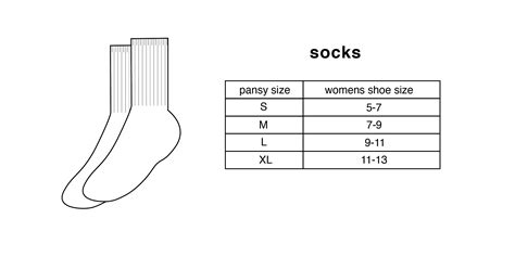 SOCK SIZE CHART — PANSY