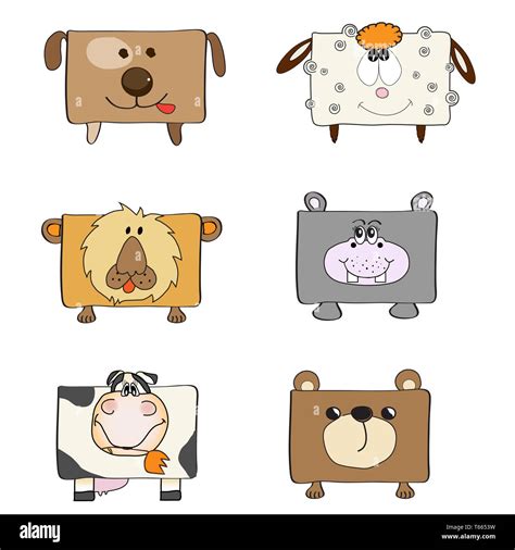 baby shower card with funny cube animals Stock Photo - Alamy