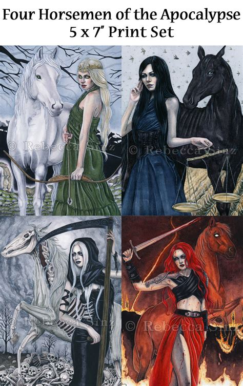 Four Horsemen Apocalypse Art SMALL PRINT SET Pestilence Famine Death ...