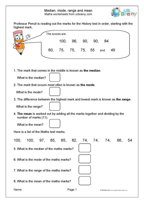 Mean Median Mode Range Reference Sheet