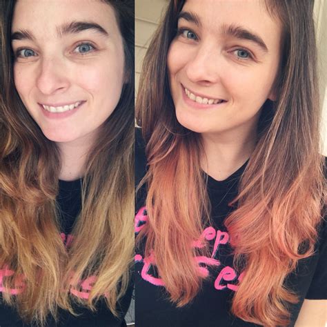 Rose gold with Overtone pastel red go deep #beforeandafter | Cool ...