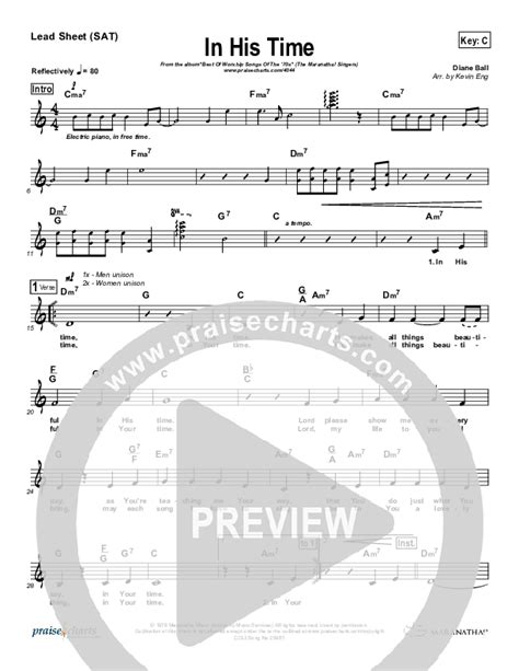 In His Time Sheet Music PDF (Maranatha Singers) - PraiseCharts