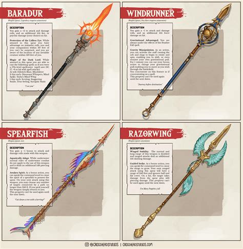 [ART][OC] I designed a 5E spear for each rarity : DnD