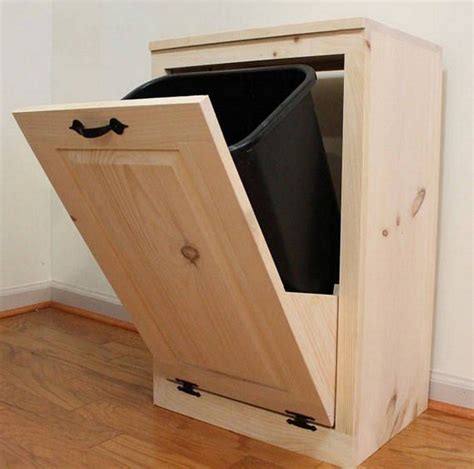 27 Wood Tilt-Out Trash Can Cabinet - HomyBuzz | Trash can cabinet, Diy ...