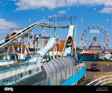 Log flume at Skegness seafront amusement park Lincolnshire England ...