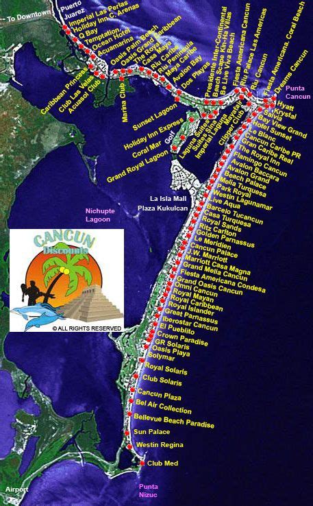 Location of the Hotel Zone Resorts in our Cancun Hotel Map