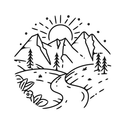 Simple mountain landscape design 1434148 Vector Art at Vecteezy