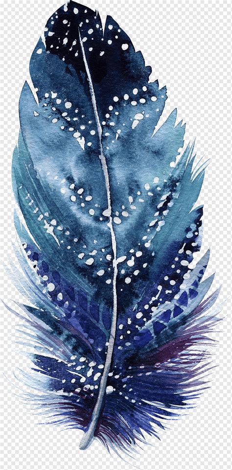 Blue, purple and white feather, Watercolor painting Drawing Feather Art ...