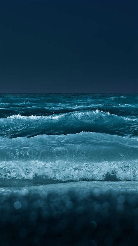 Nature Night Ocean Beach Wave Bokeh iPhone 6 Wallpaper Download ...