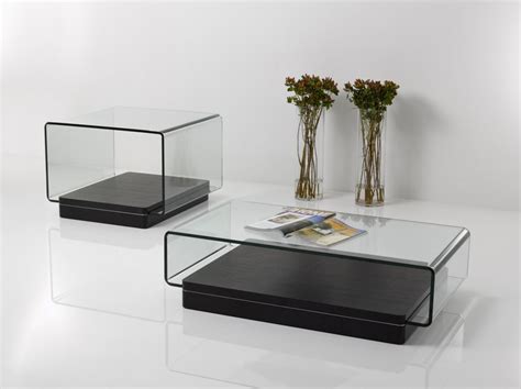 Contemporary Black Oak and Curved Tampered Glass Coffee Table San Diego ...