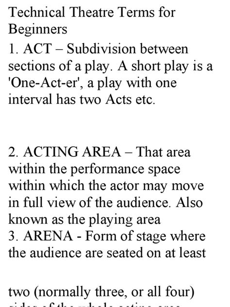 Technical Theatre Terms For Beginners | PDF