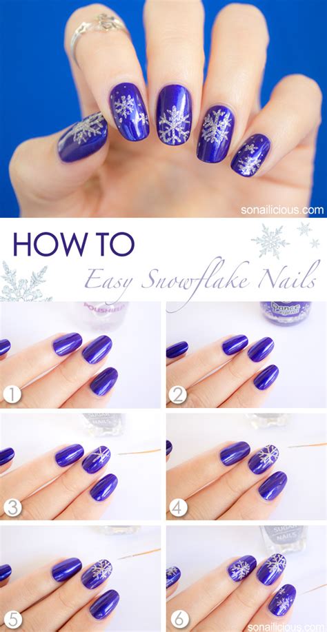 snowflake nail art tutorial - SoNailicious