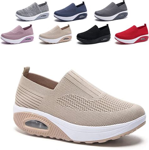 Amazon.com: LINJIENIUXHA Air Cushioned Slip On Walking Shoes Orthopedic ...