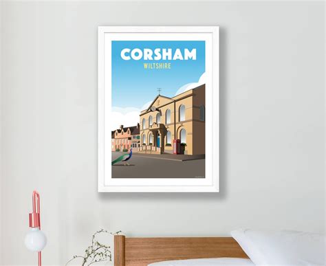 Corsham Poster – Art Print Town Hall Street Peacock Wiltshire ...