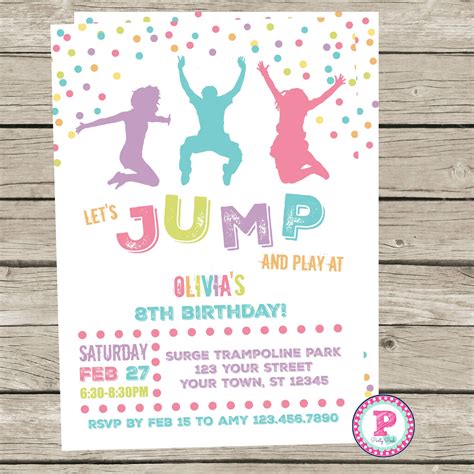 Printable Sky Zone Trampoline Parks Birthday Invitation DIY Bobotemp ...