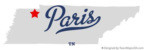 Map of Paris, TN, Tennessee