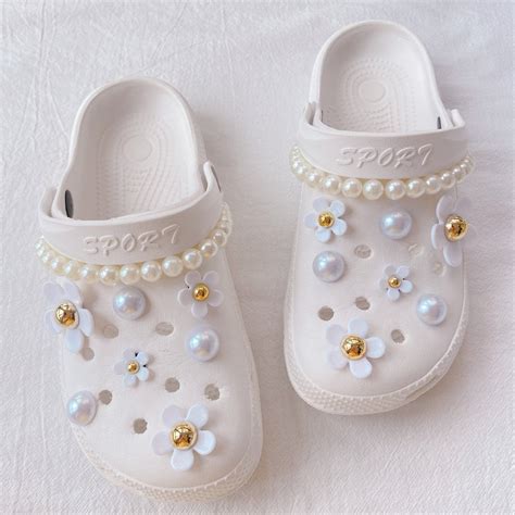 White Pearl Croc Charm Set 16pcs Crocs Shoe Charmssweet - Etsy