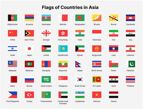 Asia countries flags. Rectangle flags of countries in Asia. 13709784 ...