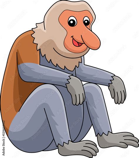 Proboscis Monkey Animal Cartoon Colored Clipart Stock Vector | Adobe Stock