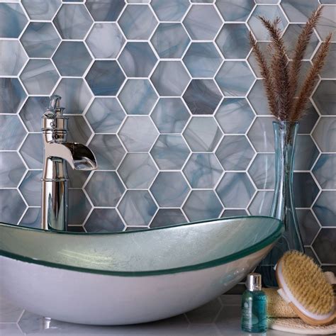 Sea Glass Hexagon Blue Mosaic Tile | Decoração, Banho, Dellano