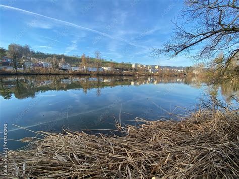 Lake Au (Ausee) on the Au Peninsula in Lake Zurich (Zürichsee oder ...