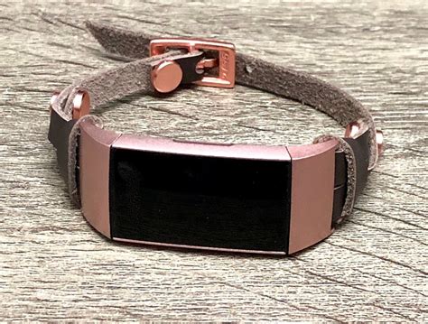 Rose Gold & Brown Leather Fitbit Charge 3 Band Double Wrapped - Etsy