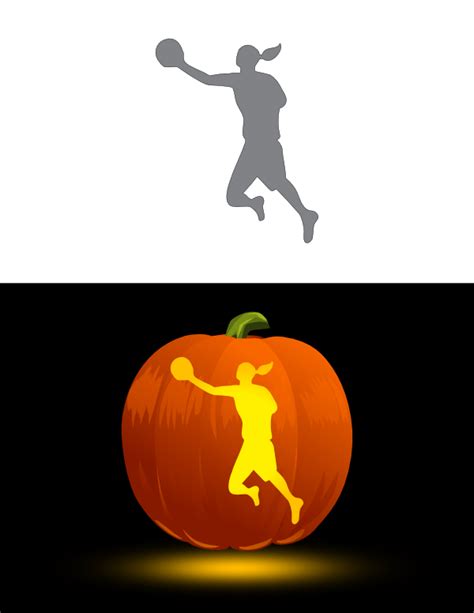 Printable Female Basketball Player Pumpkin Stencil