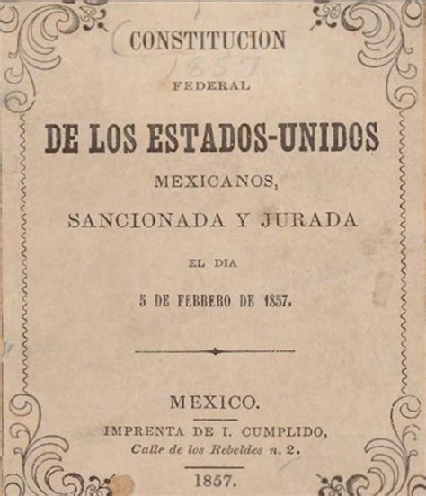 Portada de la edición original de la Constitución de 1857. | Download ...