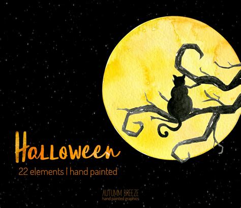 Watercolor Halloween Clipart Halloween Graphics Watercolor | Etsy