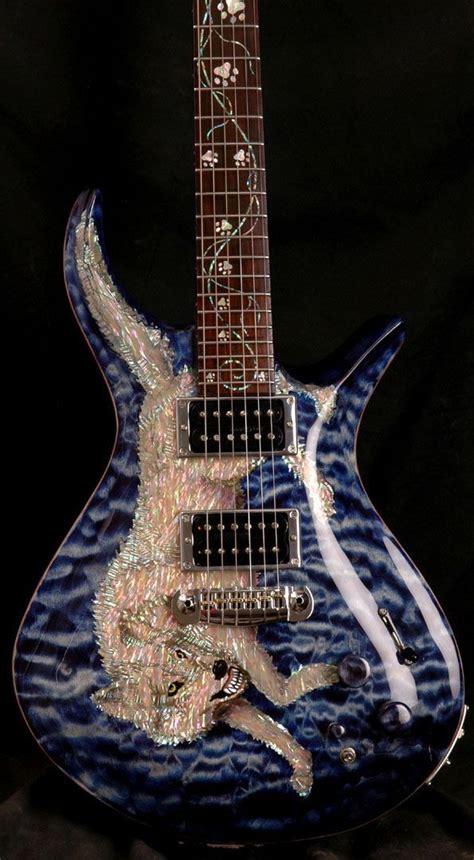 Wolf guitars | Guitar inlay, Guitar design, Cool electric guitars