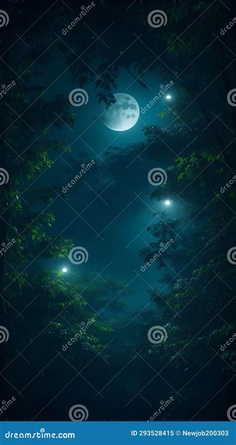 Magical Night Forest Wallpaper Stock Illustration - Illustration of ...