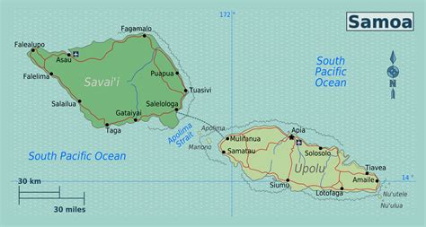 Large regions map of Samoa | Samoa | Oceania | Mapsland | Maps of the World