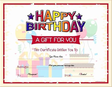 Birthday Gift Certificate Template Word Unique Birthday Gift Certificat ...