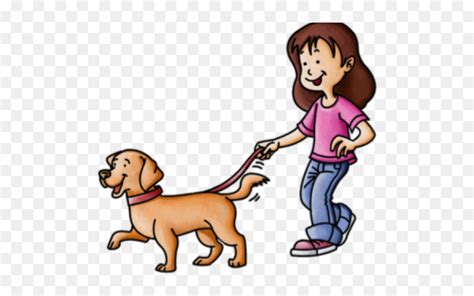 Cartoon Walking Dog - Walking A Dog Clipart, HD Png Download - vhv