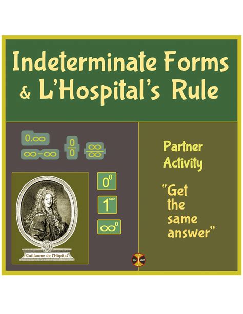 Indeterminate Forms & L'Hopital's Rule - Partner Activity (solutions ...