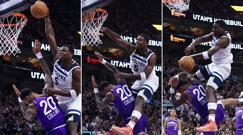 T'Wolves' Anthony Edwards throws down ridiculous slam dunk over Jazz ...