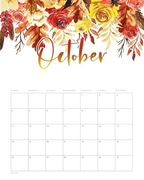 October Calendar Printable that you will love - The Smart Wander