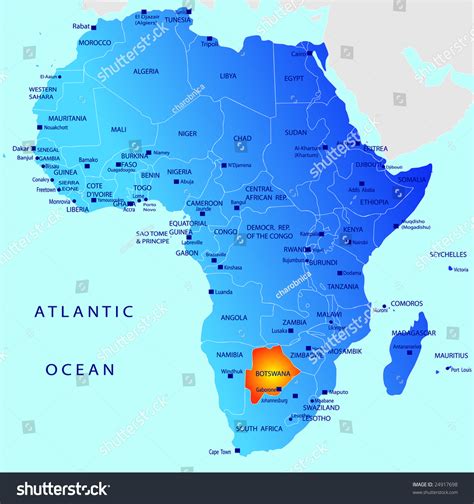 Mapa político de África, Botswana: vector de stock (libre de regalías ...