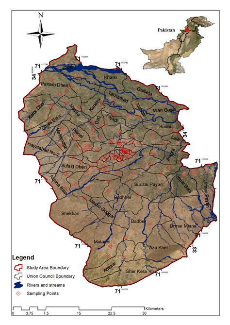 Map of the Peshawar district (study area). The boundaries data were ...