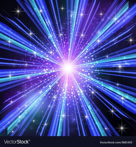 Blue light rays with stars Royalty Free Vector Image