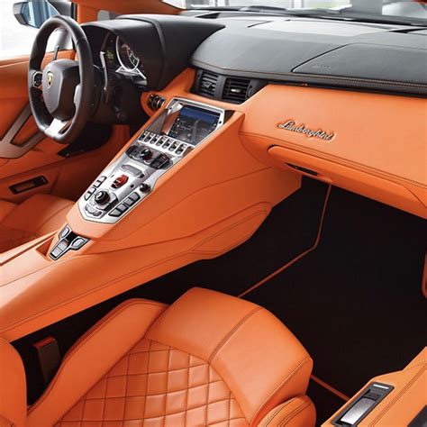 An Orange leather interior from a Lamborghini Aventador painted in ...