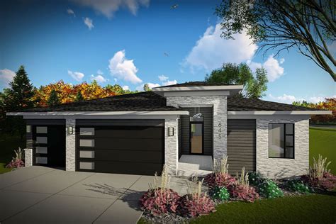 Modern One-Level House Plan with 3-Car Garage - 890097AH ...