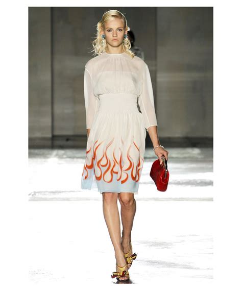 Prada Flame Print Silk Chiffon Dress - Runway - Prada | La Doyenne