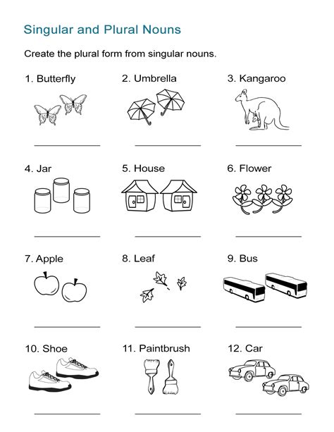 Regular Plural Nouns Worksheet