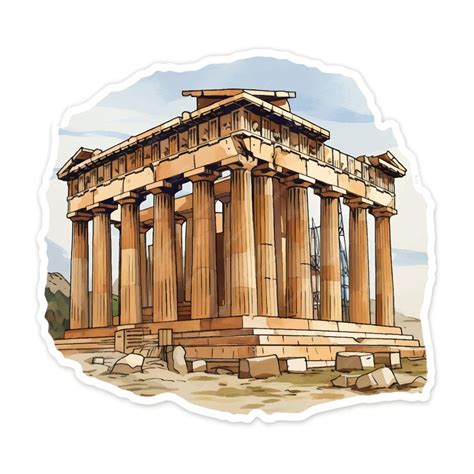 Premium Vector | The Parthenon illustration sticker on white background