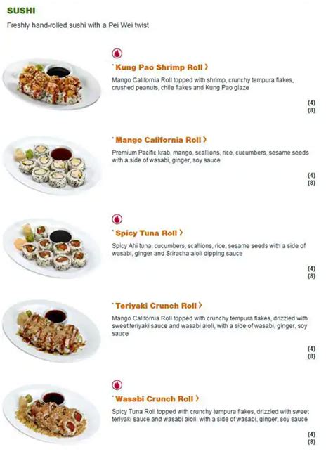 Menu at Pei Wei Asian Kitchen restaurant, Fort Worth, Overton Ridge ...