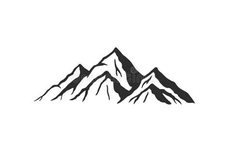 Mountain silhouette - vector icon. Rocky peaks. Mountains ranges. Black ...