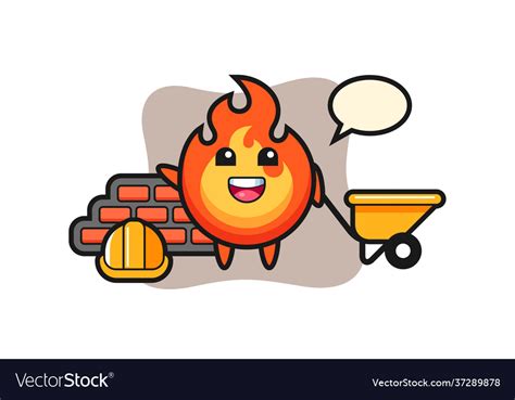 Cartoon character fire as a builder Royalty Free Vector