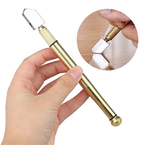 TSV Glass Cutter Tool, Anti-Slip Pencil Style Handle Carbide Tip Glass ...