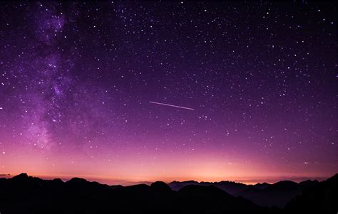 Shooting Stars In Purple Sky, HD Nature, 4k Wallpapers, Images ...